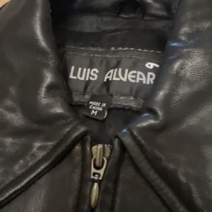 Vtg Luis Alvear Leather Jacket Black Soft Full Zip Pockets Lined Womens Size M